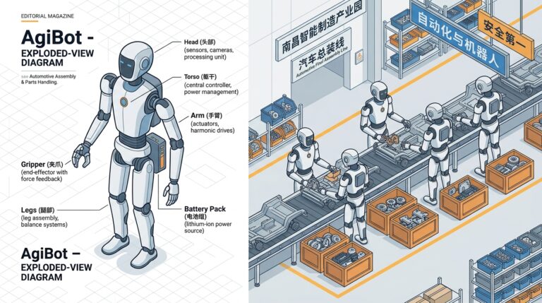 Humanoides AgiBot sur la chaine d assemblage de Nanchang dirigee par Peng Zhihui