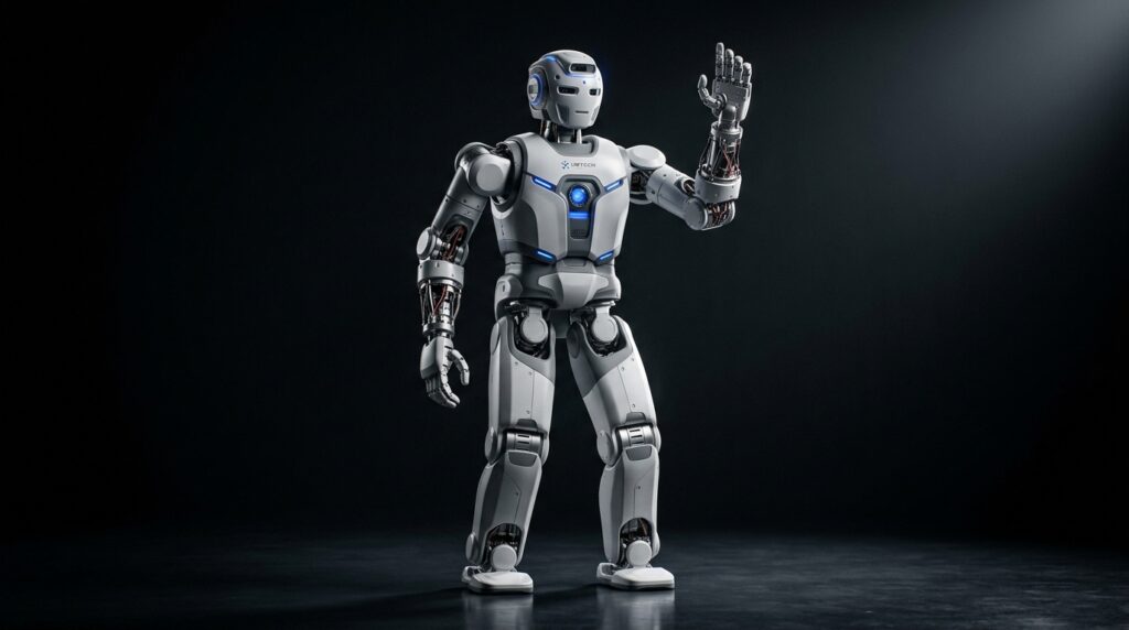 Robot humanoide UBTECH Walker E pour operations aeroportuaires
