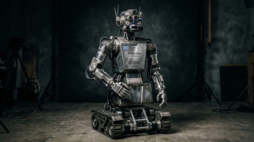 MARK One robot humanoide industriel grec Axl Imperial portrait studio