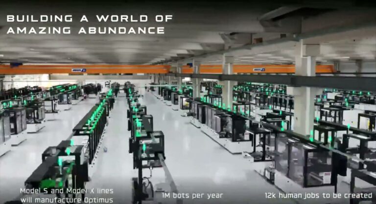 Ligne pilote de production Tesla Optimus Gen 3 a Fremont en Californie