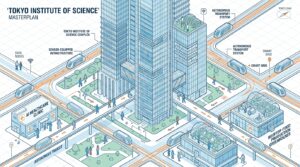 District futuriste Institute of Science Tokyo dedie aux humanoides