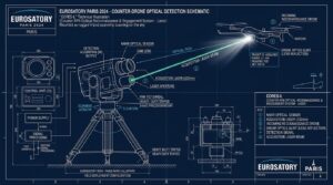 Dispositif camera et laser de detection optique de drone presente par Safran et Neurobus a Eurosatory