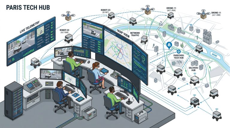 Centre de controle Kyber pilotant une flotte de robots et de drones