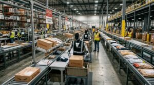 Robots humanoides Figure AI dans un entrepot Catalyst Brands a Reno