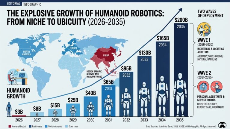 Infographie marche humanoides 3 milliards a 200 milliards dollars 2026 2035 Barclays