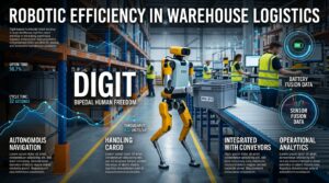 Robot humanoide Digit dAgility Robotics dans un entrepot