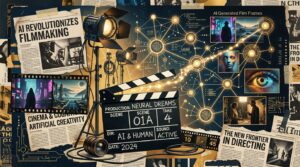 Collage IA et cinema illustrant le partenariat Google DeepMind et A24
