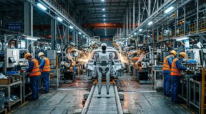 Robot humanoide BYD sur une chaine de montage
