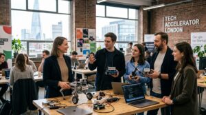 Fondateurs de startups robotiques europeennes dans un accelerateur a Londres
