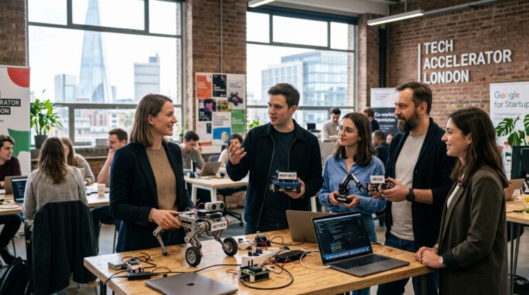 Fondateurs de startups robotiques europeennes dans un accelerateur a Londres