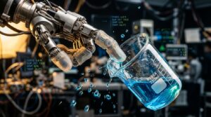 Main robotique avec capteurs tactiles qui laisse echapper un verre dans un laboratoire AGIBOT a Shanghai