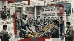Rangees de robots humanoides chinois entraines par operateurs