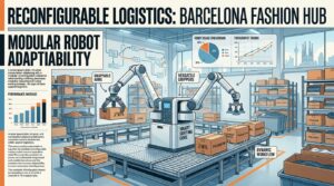 Robot industriel modulaire Theker manipulant des colis dans un entrepot a Barcelone