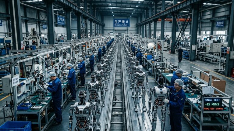 Chaine de production d humanoides EngineAI dans une usine de Shenzhen