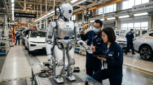 Robot humanoide Iron de Xpeng sur une ligne d assemblage