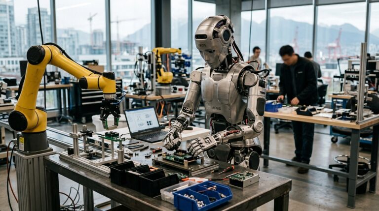 Robot humanoide de Sanctuary AI en laboratoire