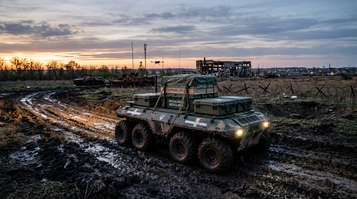 Trinity Robotics Konyk ONE véhicule terrestre autonome Ukraine logistique militaire
