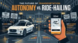 Vehicule autonome Waymo et application Uber dans les rues de Washington DC