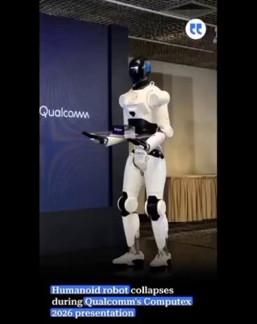 Robot humanoide Neura Robotics chute en pleine demo Qualcomm Computex 2026 Taipei