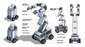 Robot Eno de Genesis AI sur base a roues avec tour articulee et mains dextres