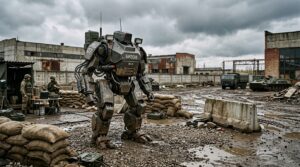 Robot humanoide dans un site de test militaire