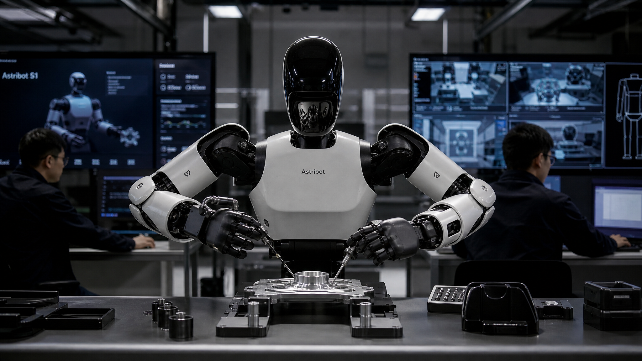Robot humanoïde effectuant une tâche de manipulation dextre dans un laboratoire, illustrant les capacités du modèle LingBot-VLA 2.0