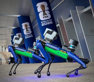 Le robot quadrupede Spot de Boston Dynamics en mission de securite au stade du Mondial FIFA 2026