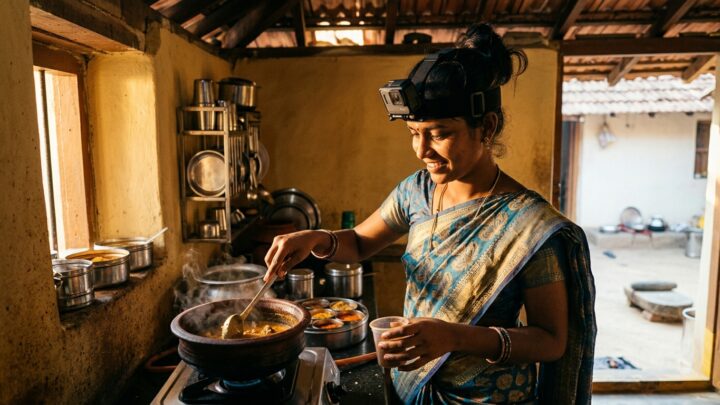 Travailleuse en Inde filmant ses gestes quotidiens pour entrainer les futurs robots humanoides