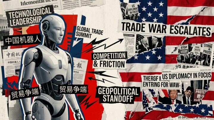 Robot humanoïde chinois lors d une exposition commerciale, contexte interdiction FCC