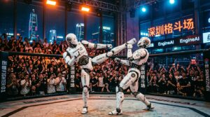 Premier championnat mondial de robots humanoïdes : à Shenzhen, un T800 se bat décapité avant de s’effondrer