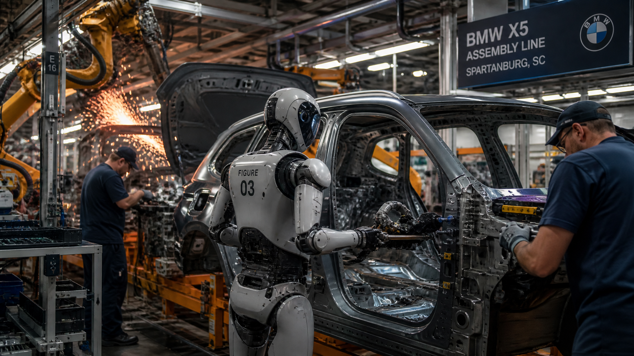 Robot humanoide Figure 03 sur la ligne d assemblage BMW X5 a Spartanburg