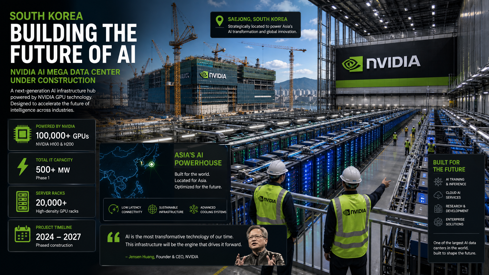 Gigafactory IA NVIDIA SK Group en construction en Coree du Sud