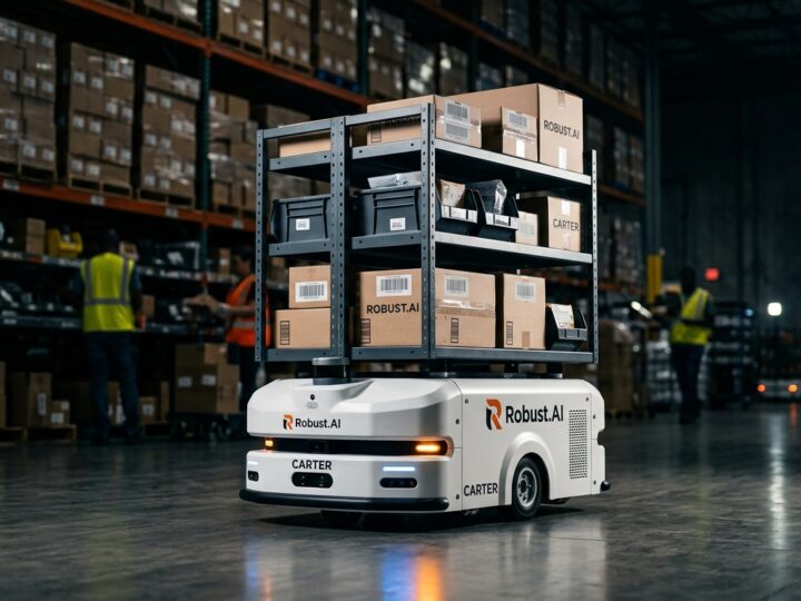 Carter robot mobile collaboratif de Robust.AI en entrepot logistique