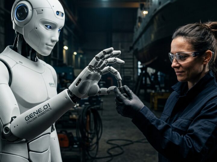 Gene.01, robot humanoïde italien de Generative Bionics avec peau tactile