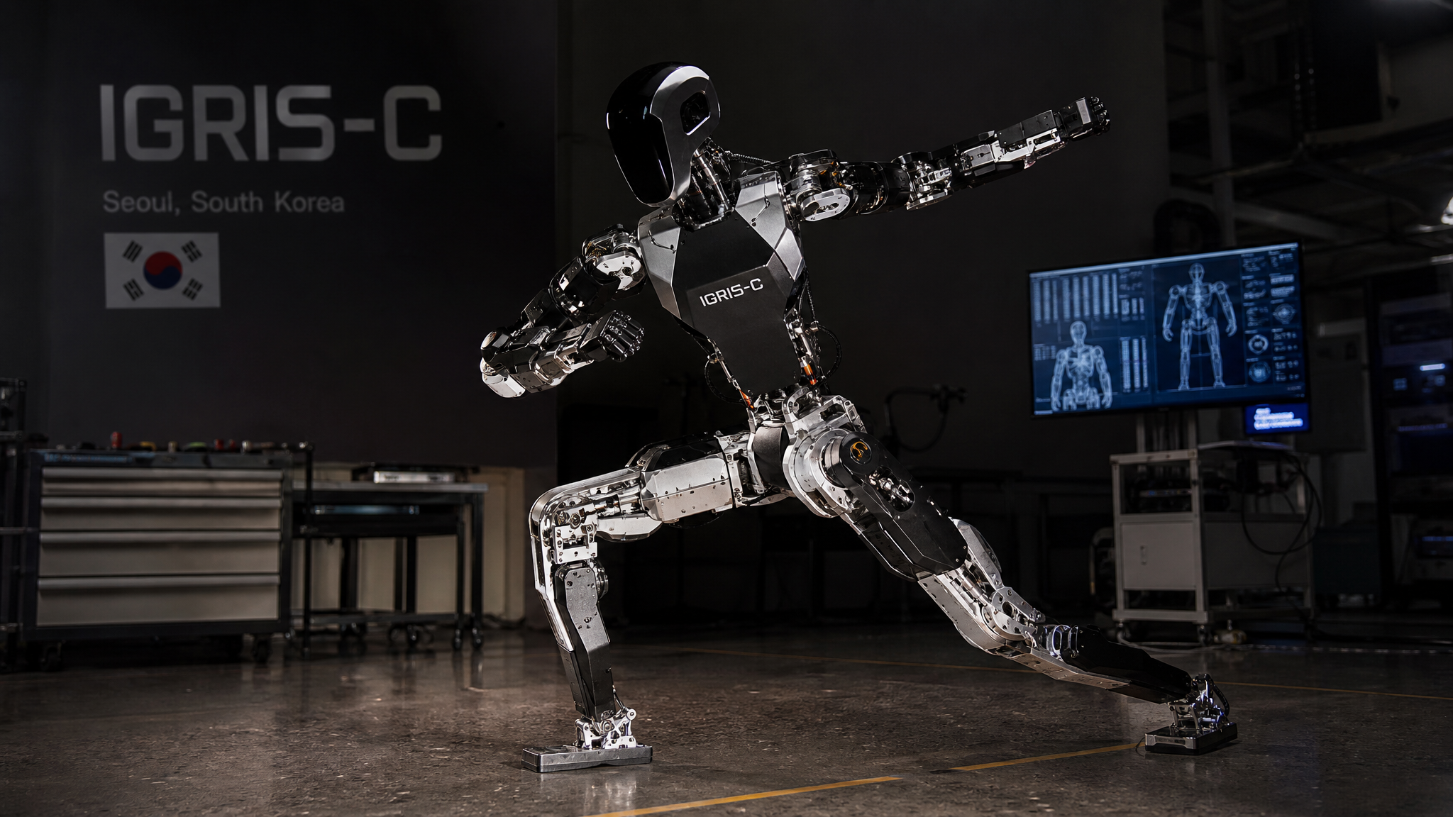 IGRIS-C, humanoide bipede de la startup coreenne Robros, effectuant un backflip