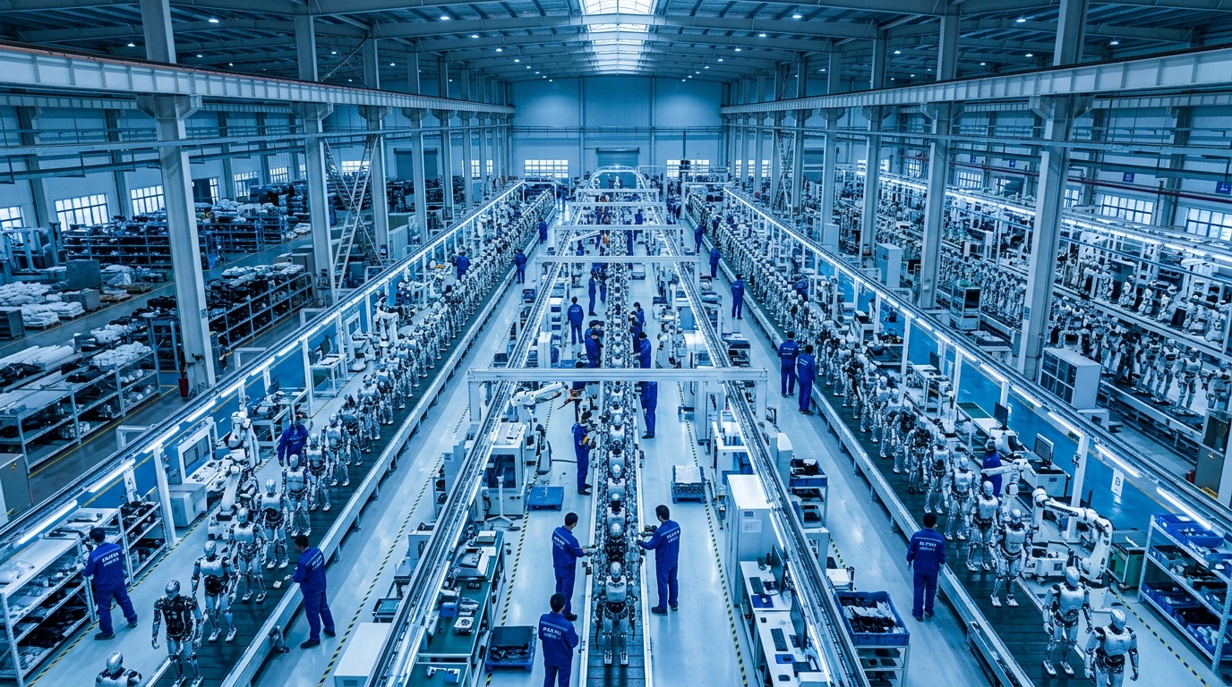 Usine de production de robots humanoïdes en Chine, lignes Agibot et Unitree