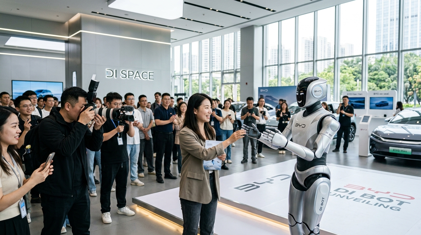 Robot humanoide BYD Di Space showroom Chine