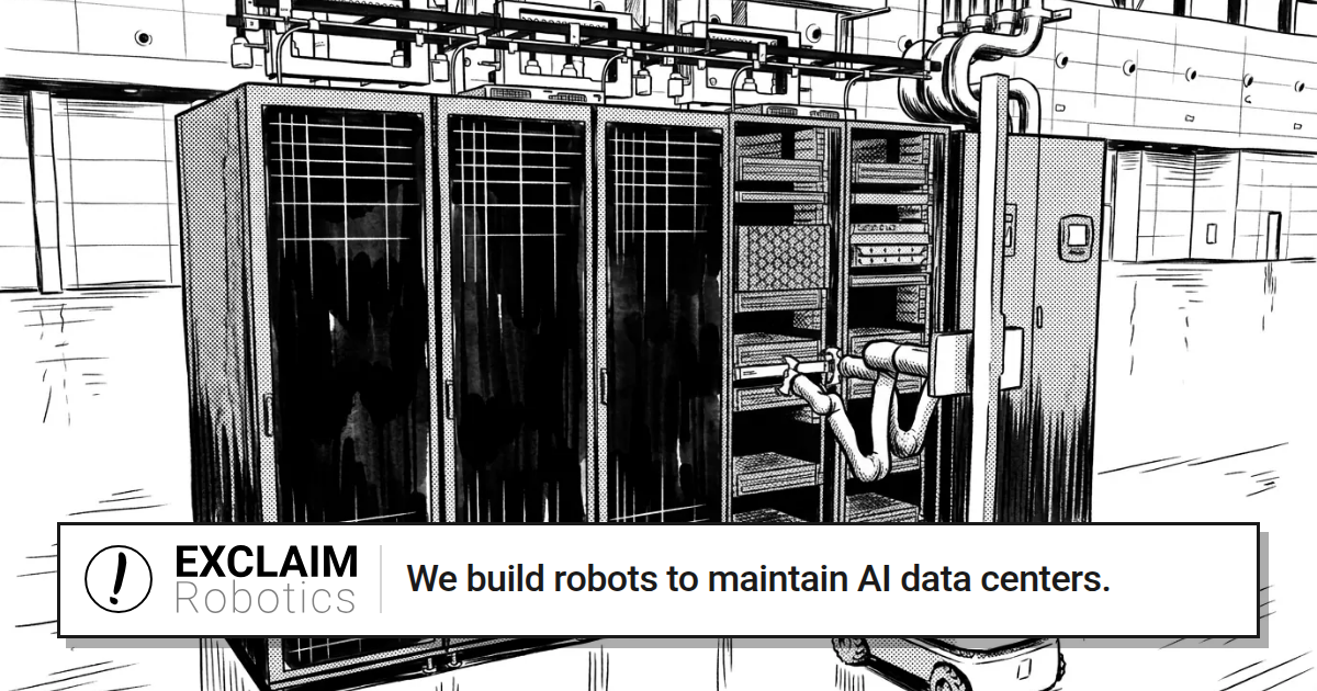 Illustration officielle Exclaim Robotics pour la maintenance robotisée des datacenters IA