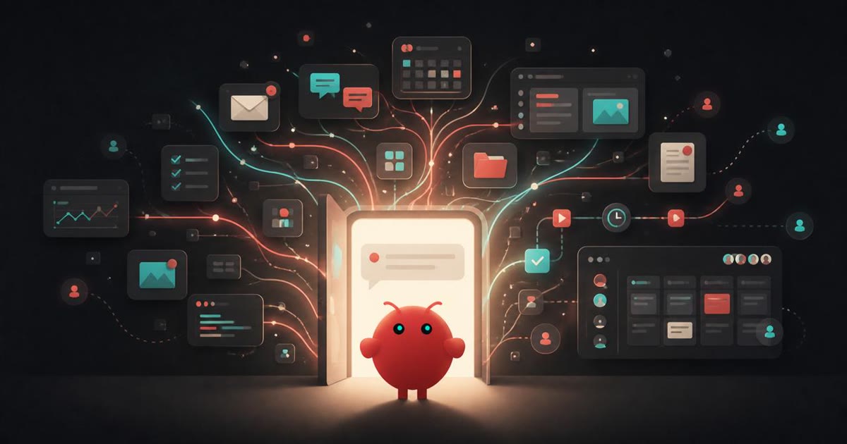 Illustration officielle d’OpenClaw 2.0 reliant messageries, fichiers, automatisations et collaborateurs