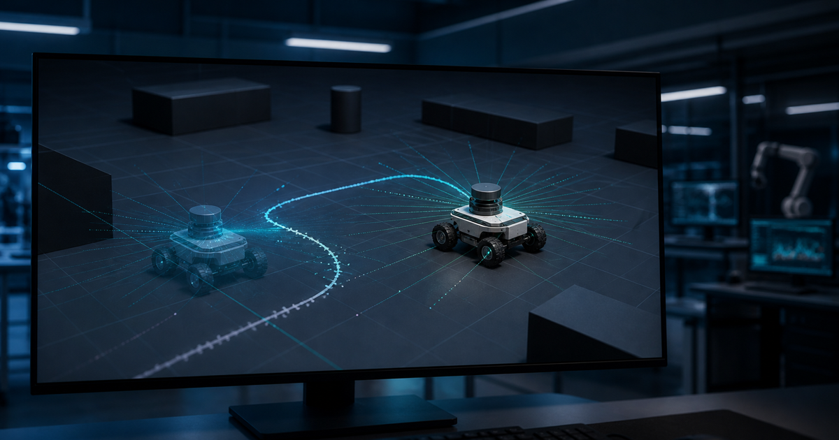 Simulation d’un robot mobile remise à zéro entre deux trajectoires dans un environnement virtuel