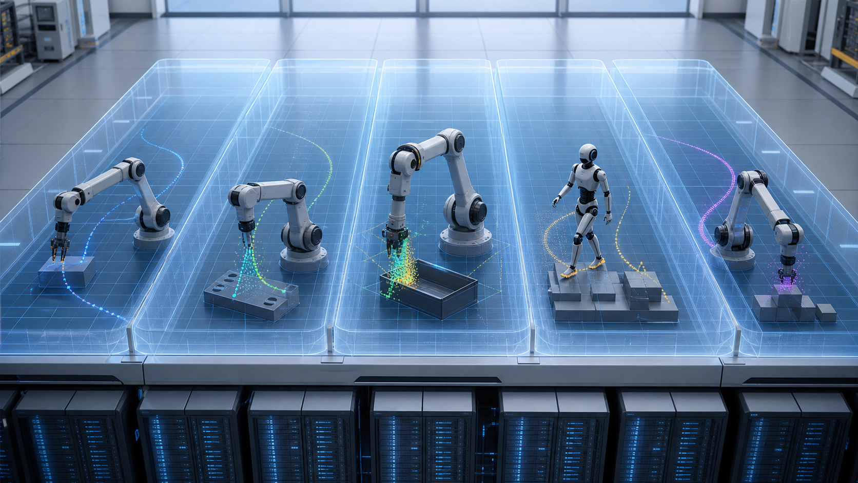 Simulation parallèle de bras robotisés et d'un humanoïde dans plusieurs environnements virtuels