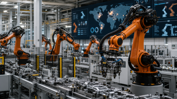 Bras robotisés industriels travaillant dans une usine automatisée