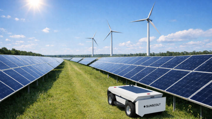 Robot solaire autonome SunScout dans une installation photovoltaïque