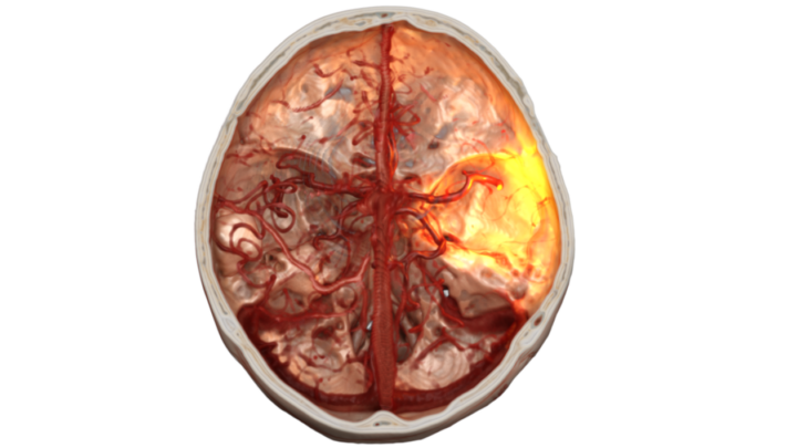 Visualisation médicale des vaisseaux cérébraux ciblés par une thrombectomie robotisée