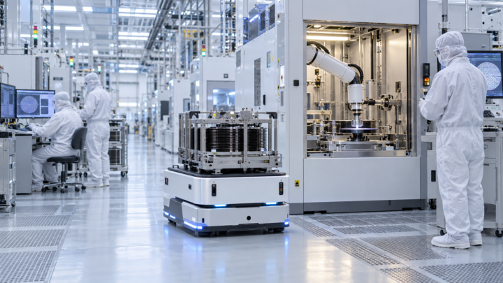 Robot mobile de maintenance et bras d’inspection dans une usine de semi-conducteurs