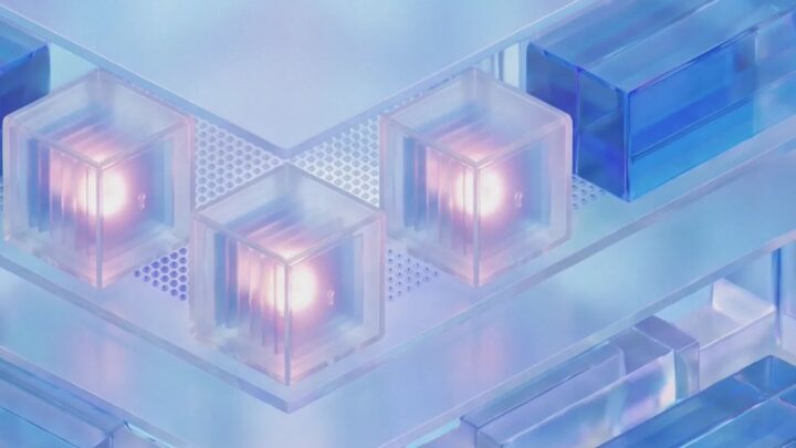 Illustration de cubes chiffrés représentant la mémoire Private AI Compute