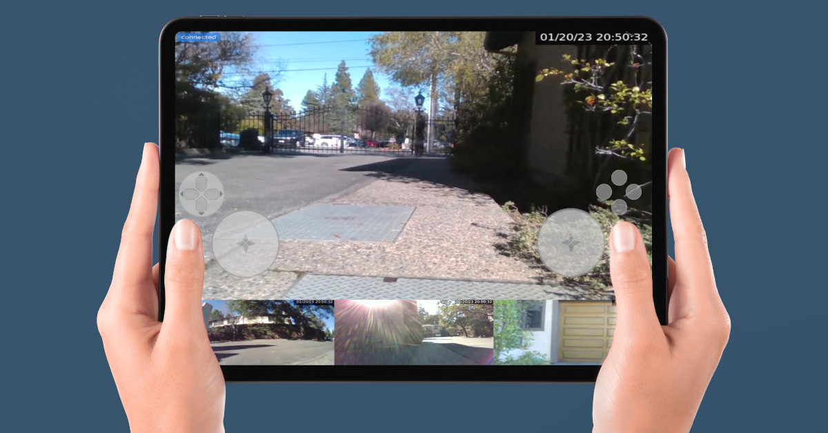 Interface Remote Teleop affichée sur une tablette pour piloter un robot à distance