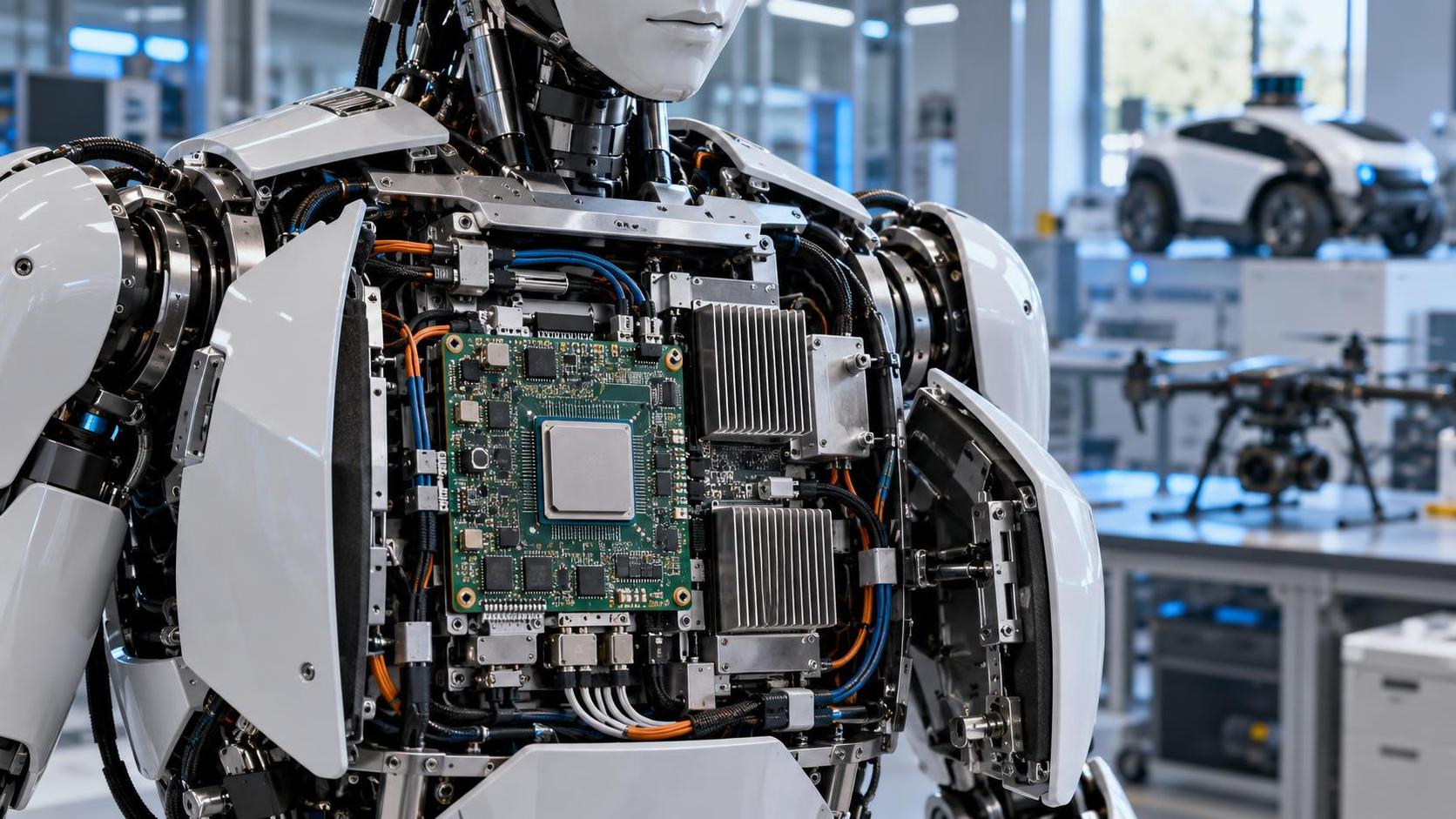 Module de calcul d’IA physique intégré dans un robot humanoïde industriel