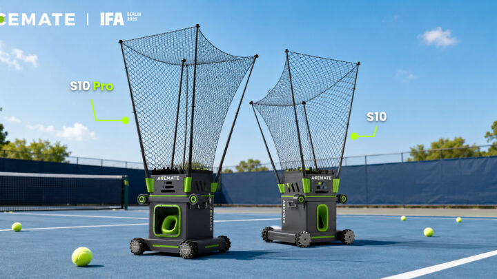 Robots de tennis ACEMATE S10 Pro et S10 présentés sur un court