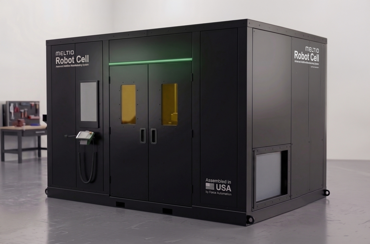 Cellule robotisée Meltio d’impression 3D métal assemblée aux États-Unis